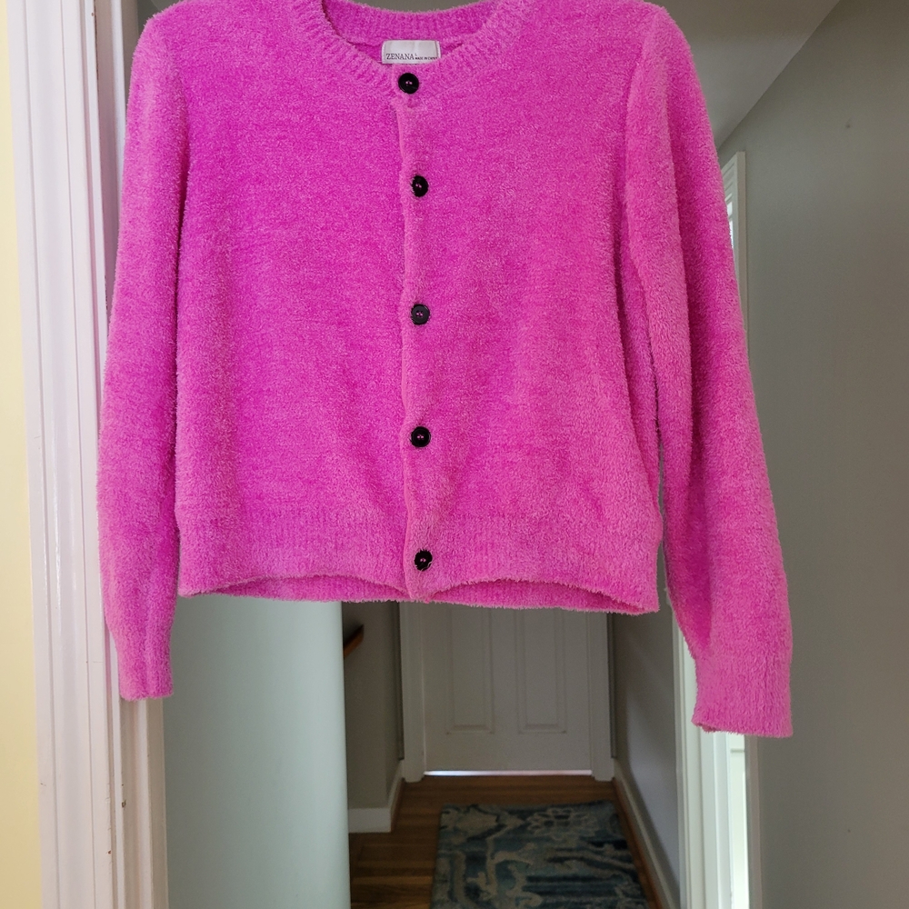 Pink Button-Up Women Sweater
